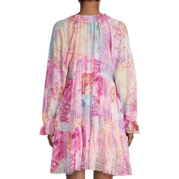 Johnny Was Jade Etta Pink Patchwork Floral Silk Cotton Dress Size L Boho - Picture 2 of 12